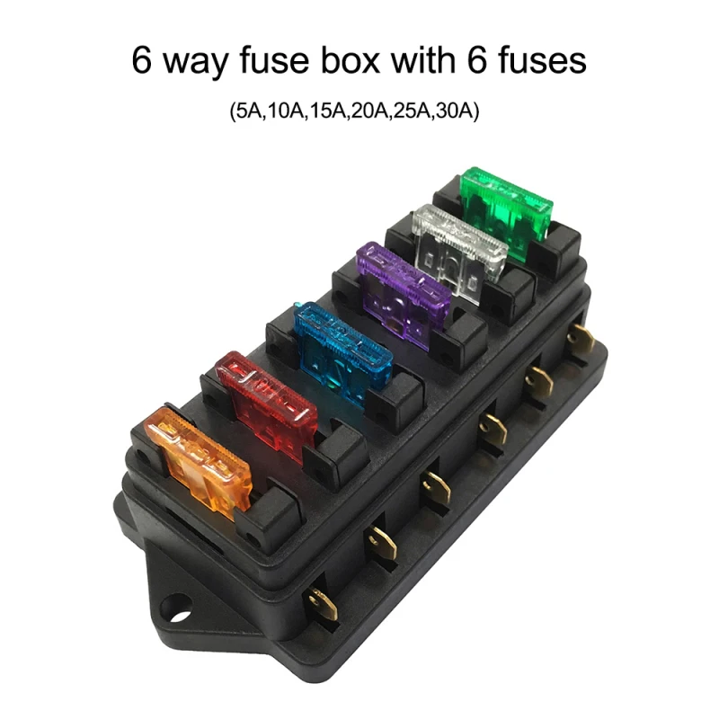 6/8 Way Fuse Holder Box Car Vehicle Automotive Circuit Blade Fuse Block w/ 6/8 Standard Fuses for Automotive Marine Applications