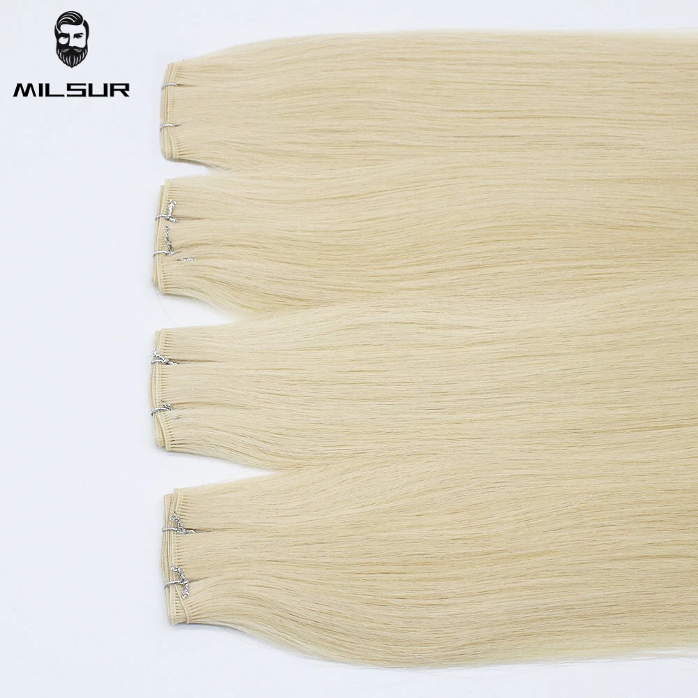 Human Hair Inslag Voor Vrouwen Genie Inslag Recht Onzichtbaar Lichtgewicht Haar Vrouwen Extensions 100G Remy Human Hair Wefts Haarstukken