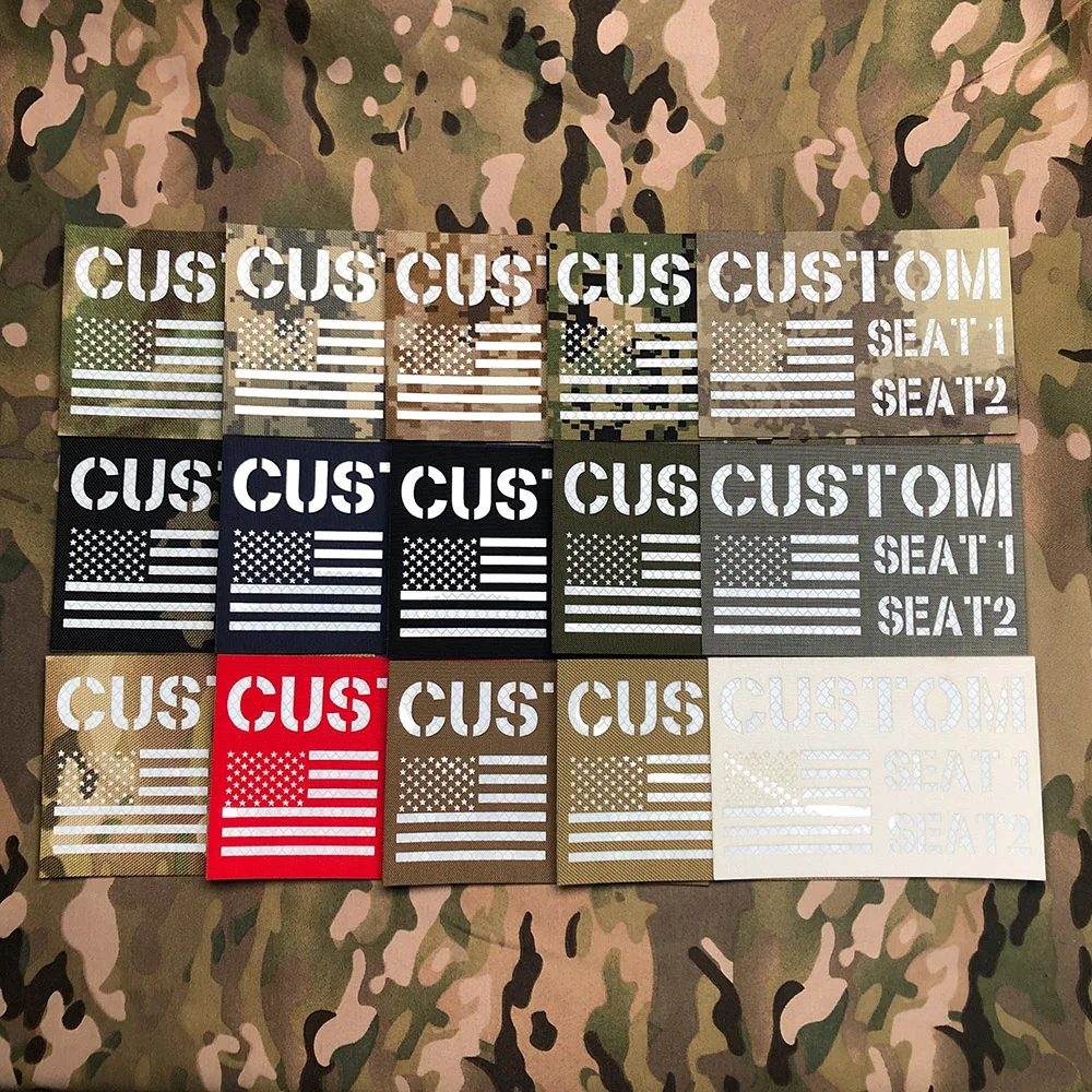 

Reflective Material 15cm Custom Logo Flag Laser Cut Patch Name Tapes White Letters Morale Tactics Military Airsoft