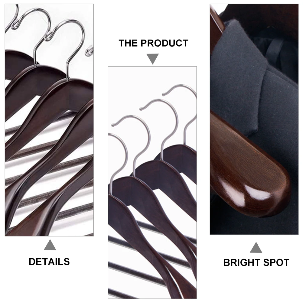 

6Pcs Wood Clothes Hangers Smooth Polished Retro Design Coat Hangers For Wardrobe Storage Use