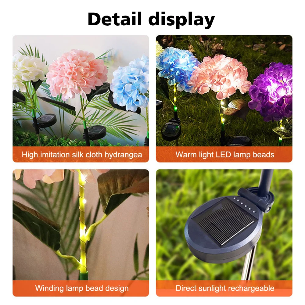 LED Solar Artificial Flower Light Waterproof Solar Charging Outdoor Garden Decoration Landscape Ground Lamp for Yard Patio