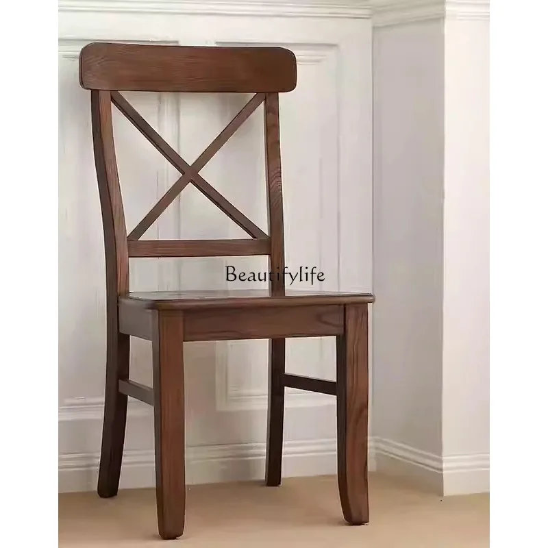 country ash wood single fork dining chair restaurant seat