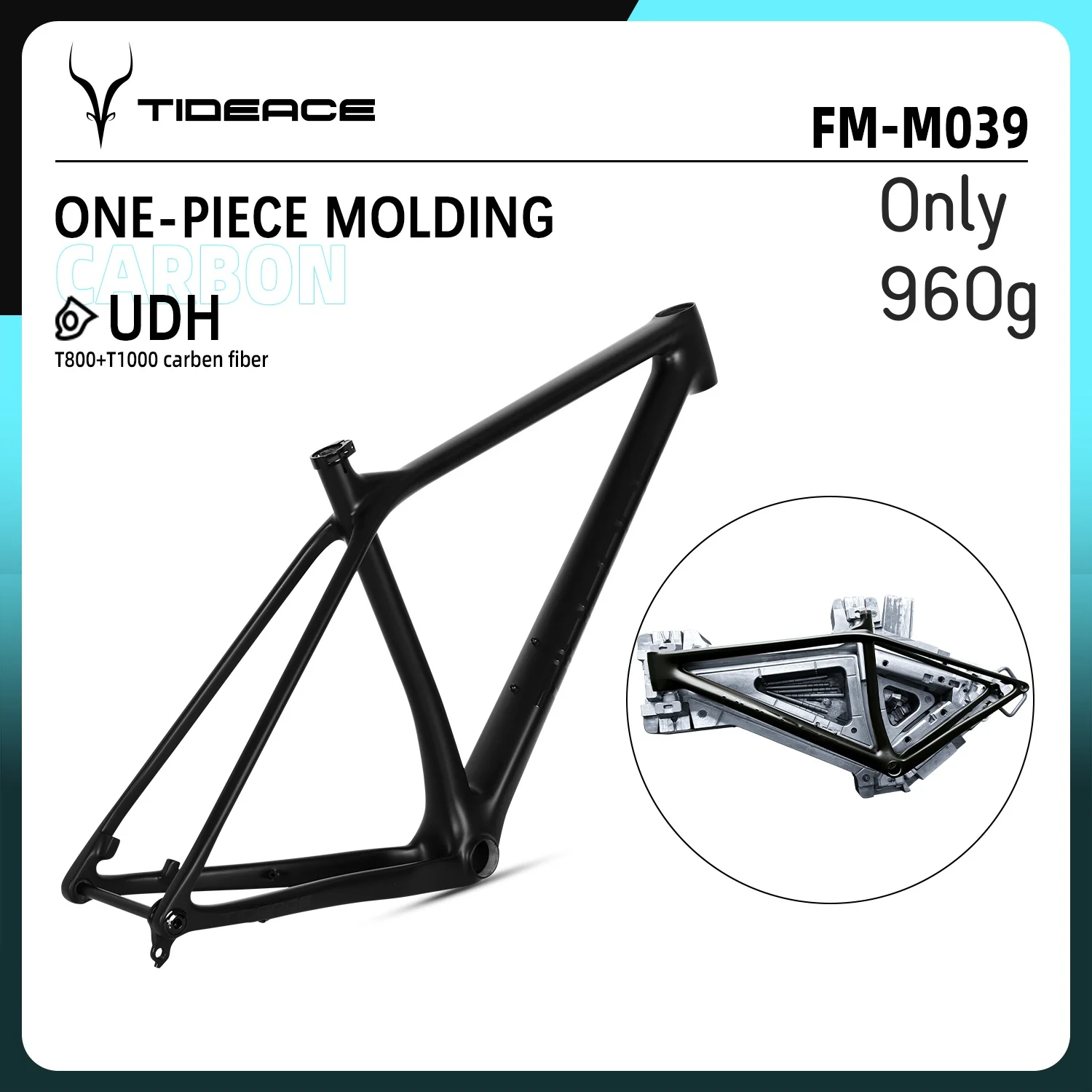 OEM One-Piece Mold 29er XC Full Carbon Mtb Hardtail Frame Axle 148 Mtb Bicycle Frame UDH Hardtail Mountain Bike Frame MTB