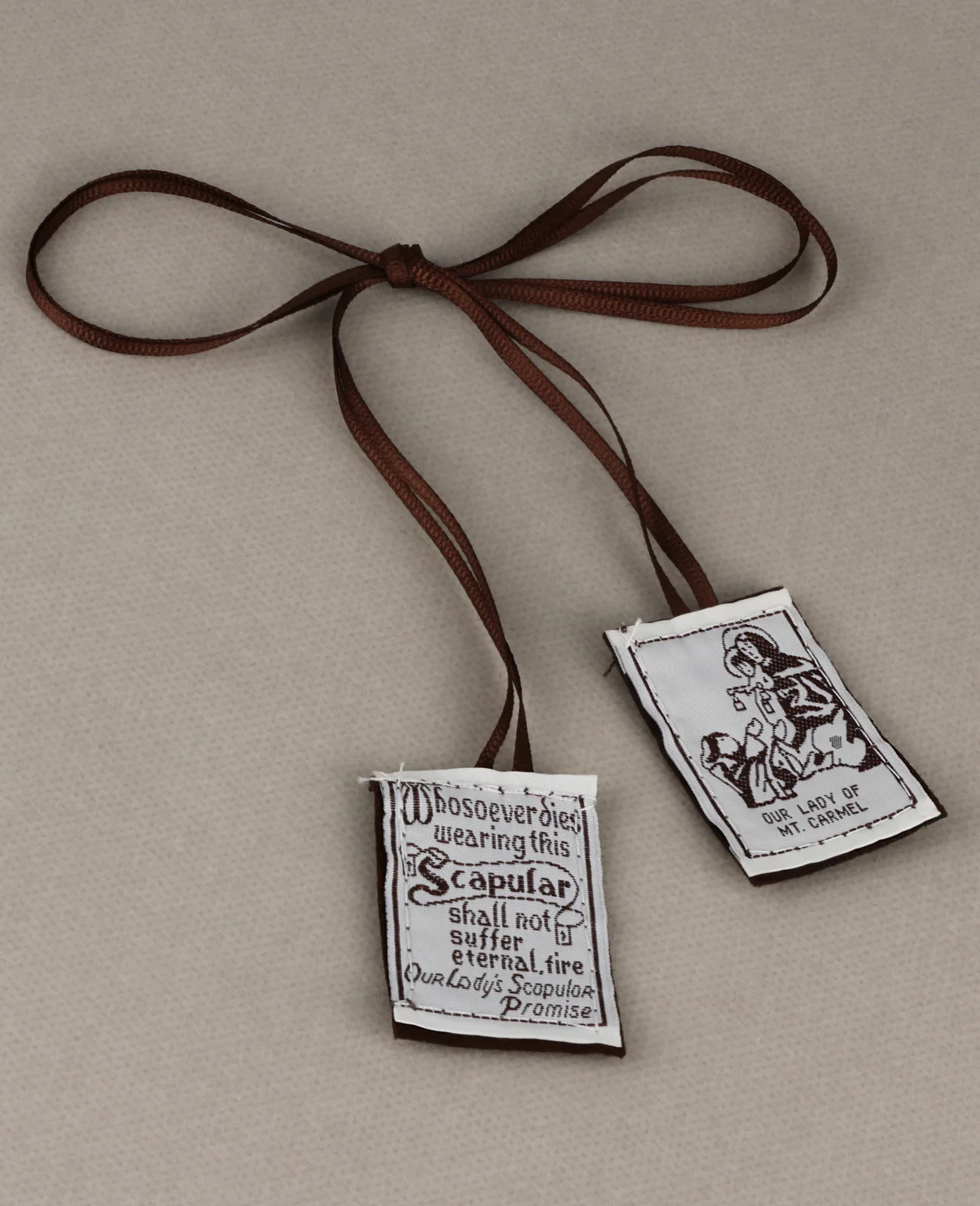 5Pcs Our Lady Mount Carmel Scapular Brown Catholic Mt.Carmel Cord Necklace Devotional Gift for First Communion Confirmation