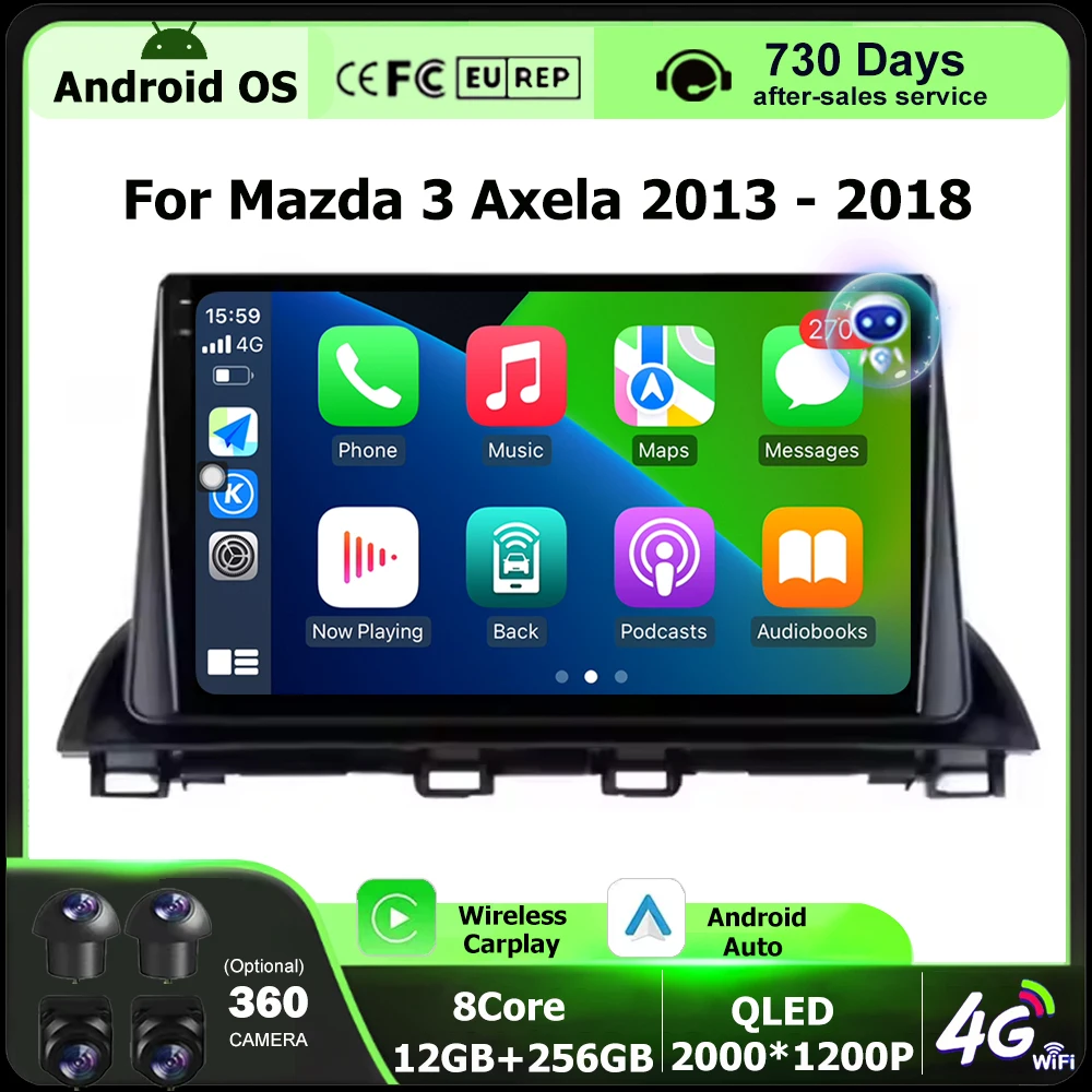 

Android 16 для Mazda 3 Axela 2013-2018 Автомобильный радиоприемник Видео Мультимедийный плеер Инструменты для GPS-навигации Беспроводной головное устройство Carplay 9 дюймов