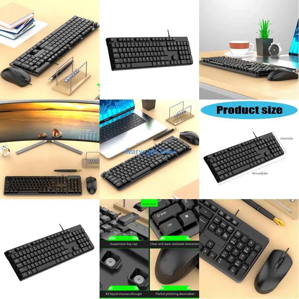 

C7AB Эргономичная компьютерная клавиатура USB -шнурное материал ABS для PC Office Home Office Home