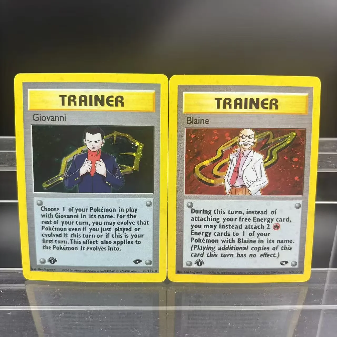 

Коллекционные карты PTCG DIY TRAINER Blaine Giovanni EN, самодельная одиночная карта, классическая игра, аниме-карта, подарочная игрушка