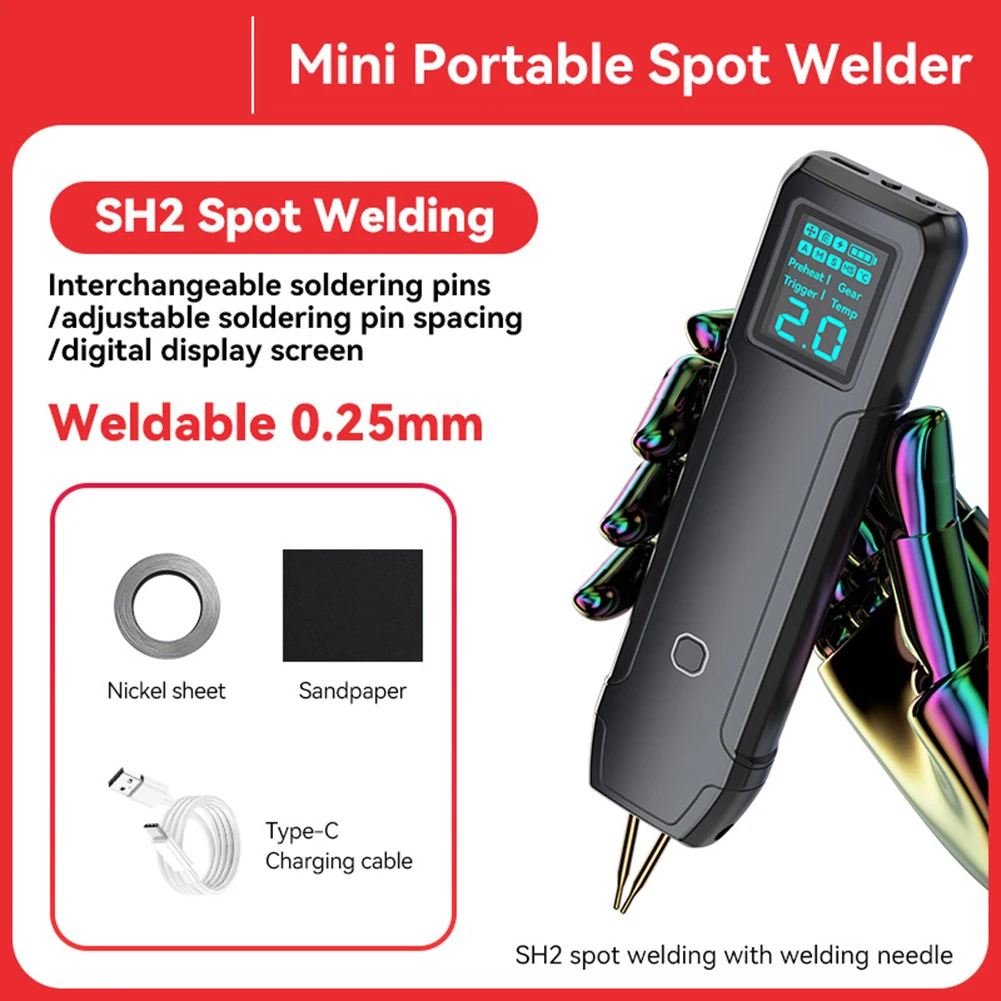 /Portable /Spot /Welder With LCD Screen One Handed Precision Dual Mode For 0.1-0.2mm Nickel Strip Iron Sheet Battery Pack Weldin