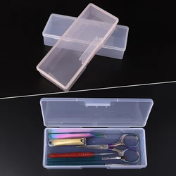 Nails Art Organizer Box Storage Tools Rectangle Clear Pink Storage Box Pen Brush Polishing Nail Buffer Files Plastic Container