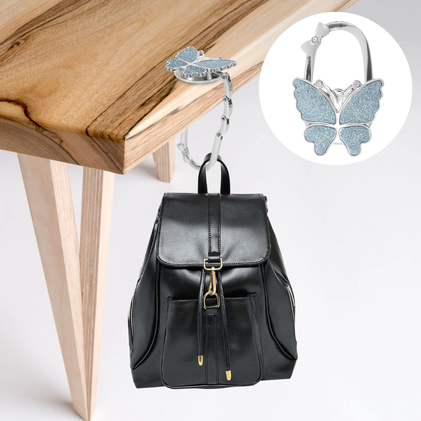 

Stylish Butterfly Office Desk Bag Hook Foldable Decorative Purse Hanger Matte Finish Portable Table Edge Hook for Women's