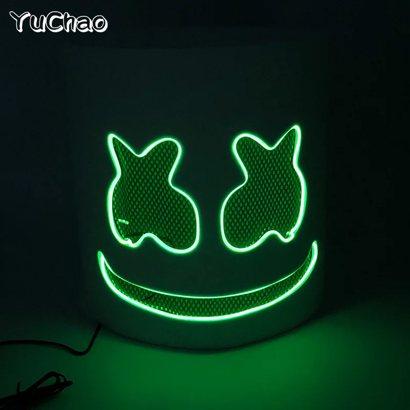 Led Light Up Mask and Gloves DJ Marshmello Head Helmet Light Up