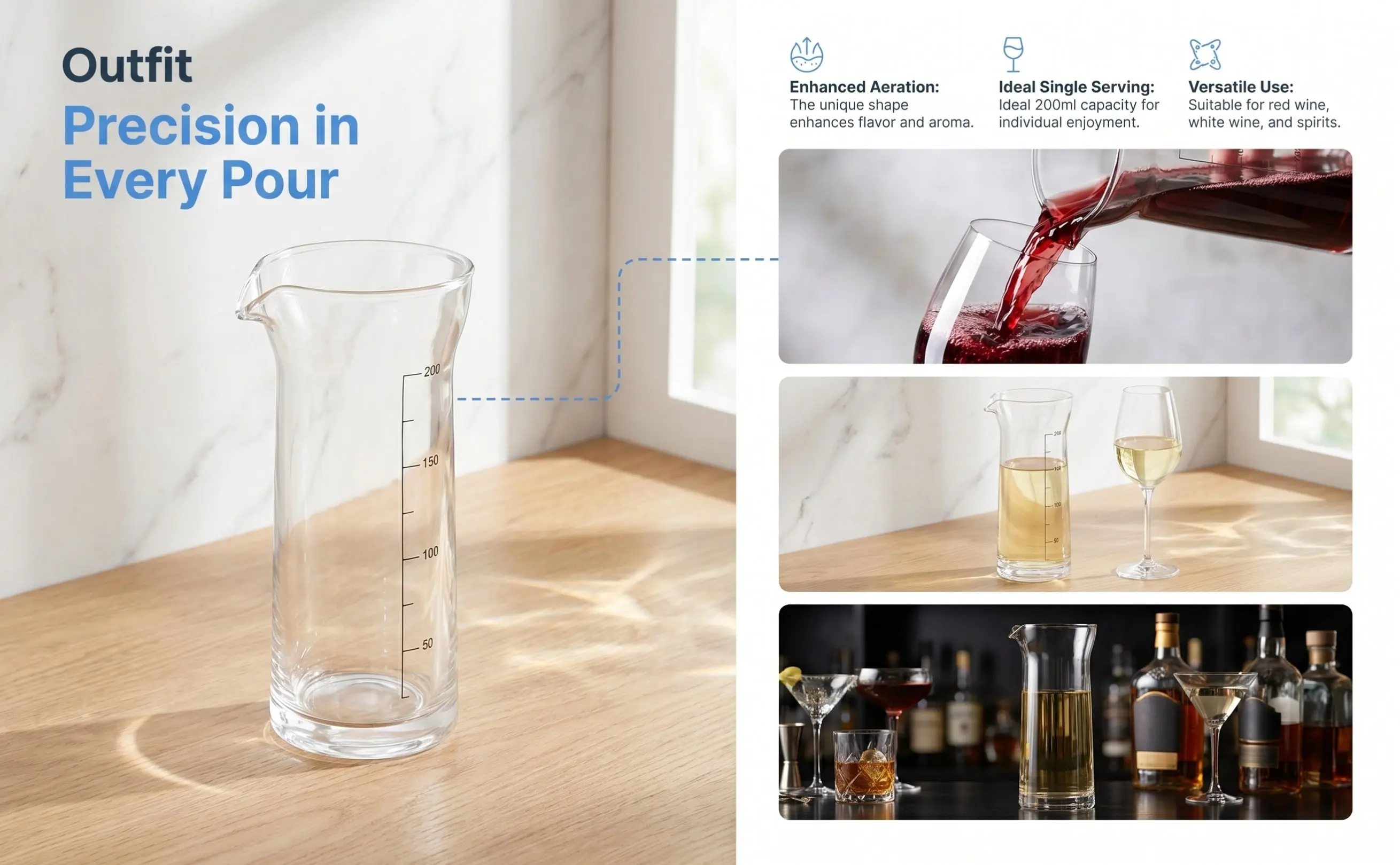 200Ml Acrylic Wine Decanter Small Glass Carafe Set Individual Serving Carafe for Red White Wine Spirits Bar Ktv Restaurant Home