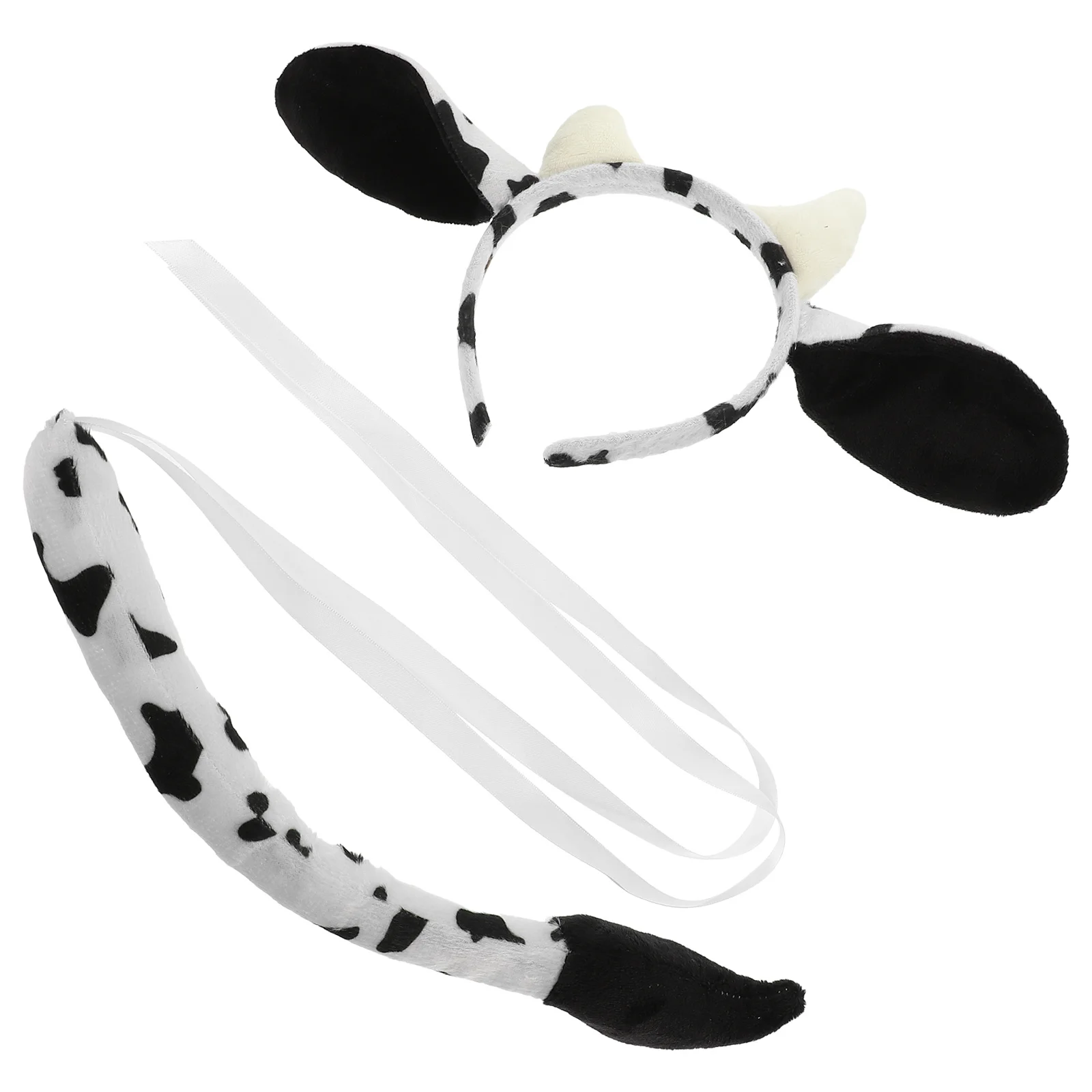 1Set Cow Costume Headband Tail Props Lightweight Fabric Cosplay Accessory for Party Birthday Stage Performance