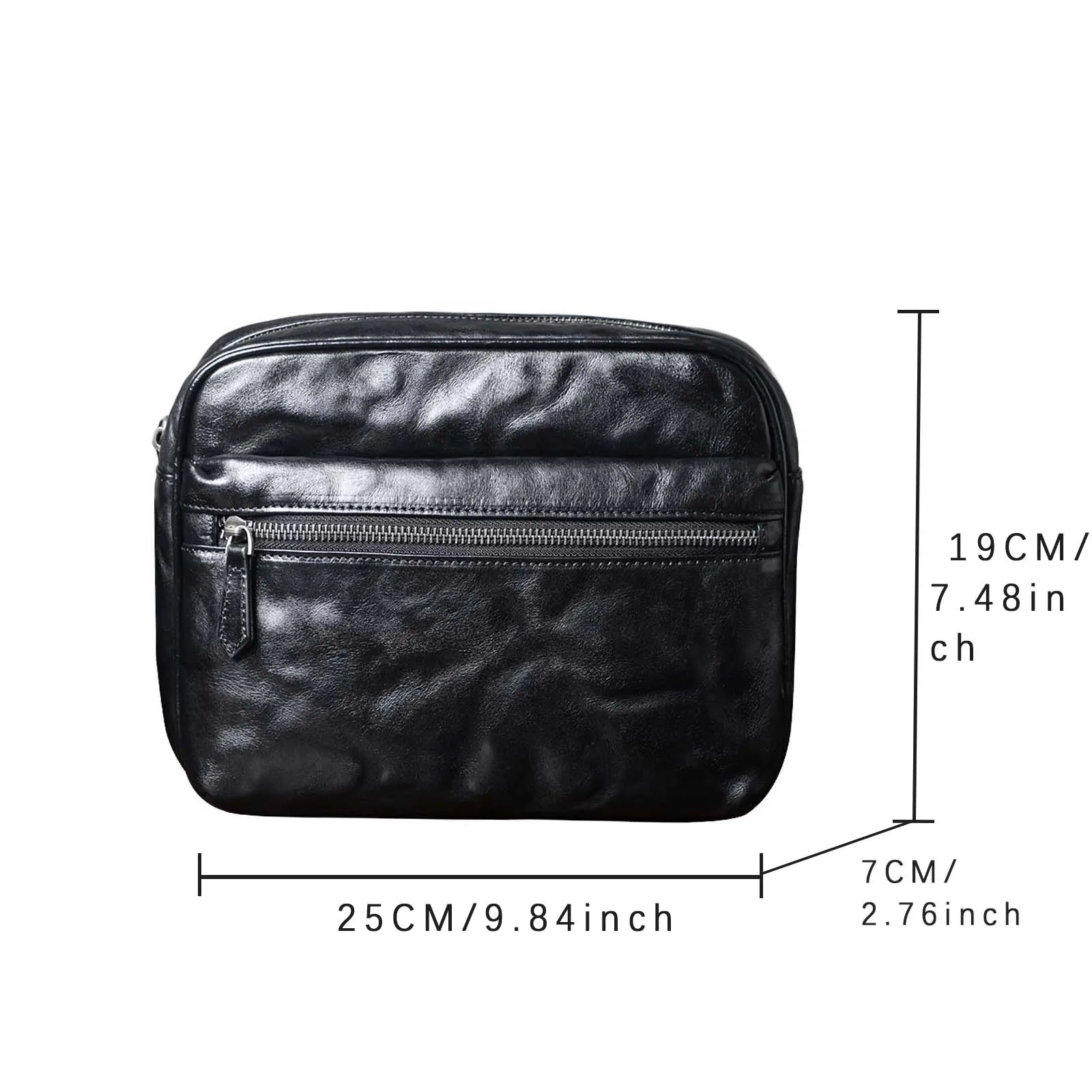Echte Leder-Umhängetasche für Herren, einfache Rindsledertasche, hochwertiges, pflanzlich gegerbtes Leder, modischer Casual-Stil. – Detail 3
