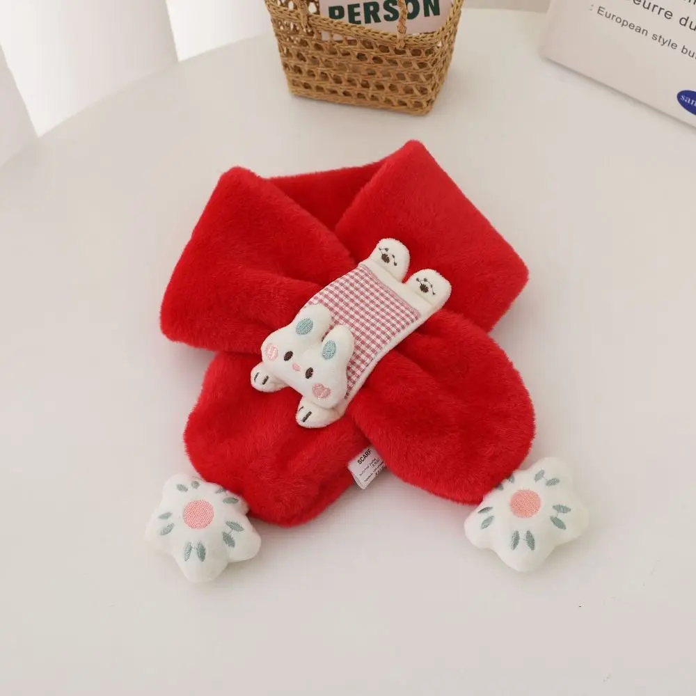 Cute Cartoon Rabbit Children Winter Scarf Windproof Cross Neck Scarf Thick Warm Neckerchiefs Shawl Scarves