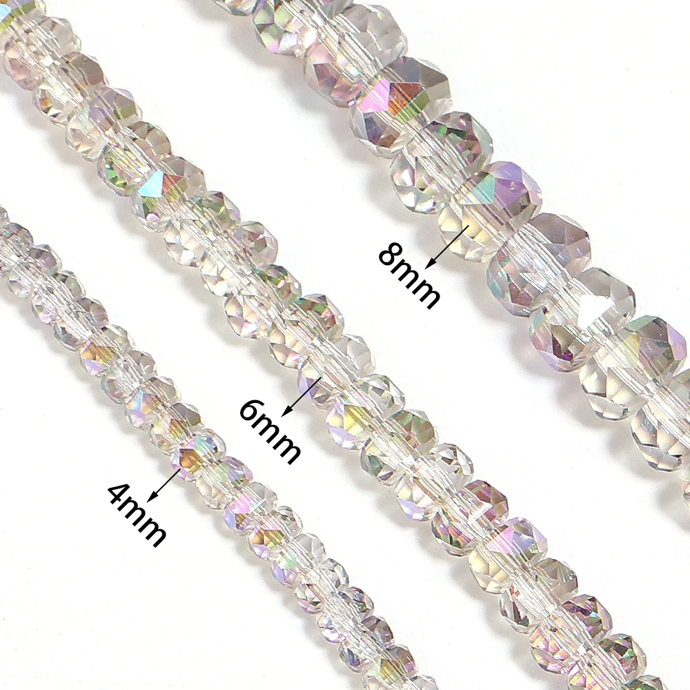 4/6/8mm Wheel Shape Austrian Crystal Glass Beads Flat Round Glass Loose Beads For Jewelry Making Bracelets DIY Accessories