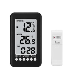 LCD Digital Thermometer Clock Wireless 0℃~50℃ Indoor/-30℃~70℃ Outdoor Temperature Detect Meter Clock With Transmitter ℃/℉