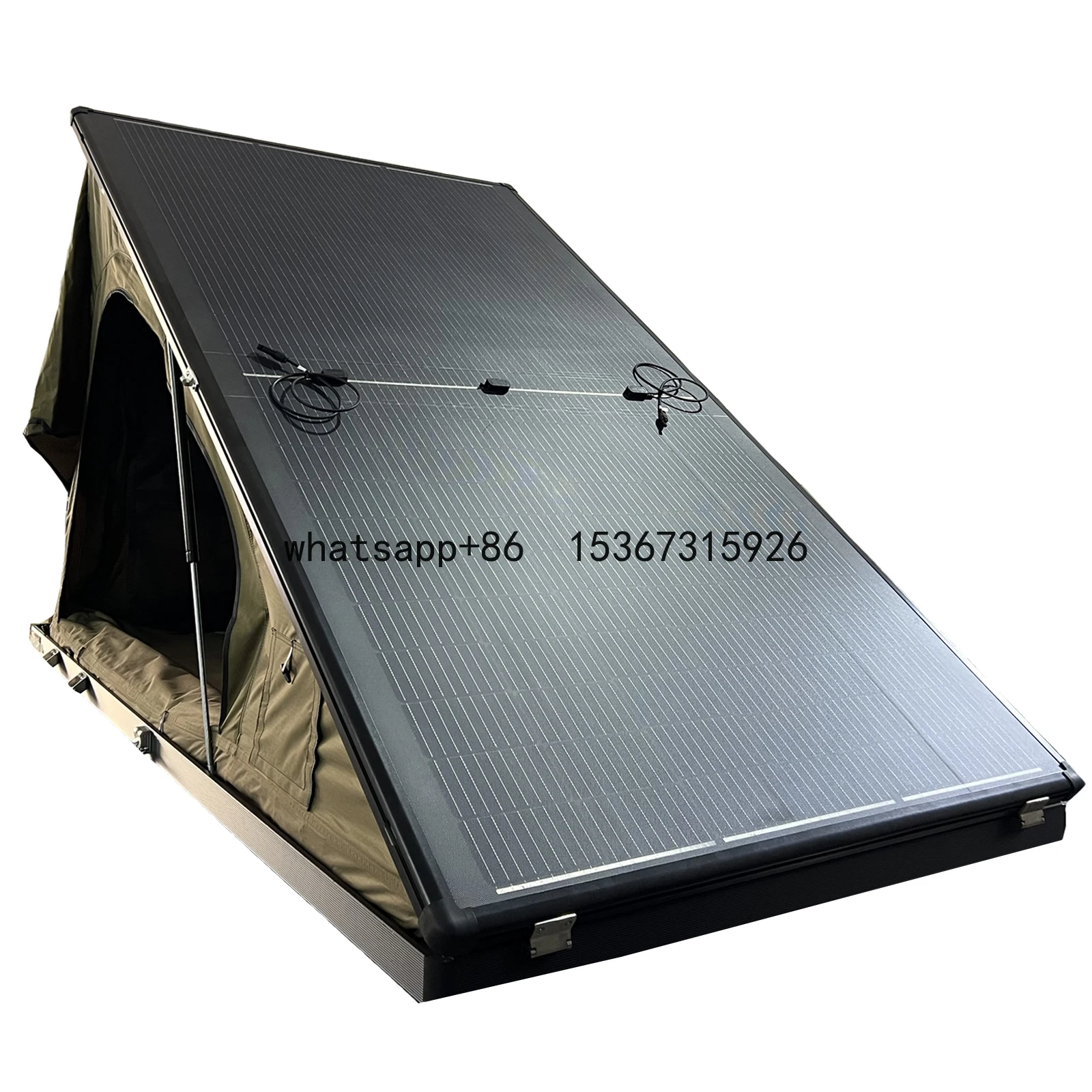 Carbon Fiber Solar Rooftop Tents Lightweight Carbon Solar Panel Car Roof Top Tent Hard Shell Triangle Offroad Camping Awning