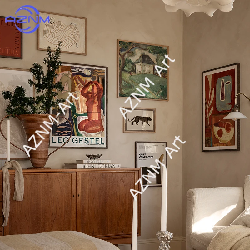 Abstrakte Linien Landschaft Figur Beige Badende Frauen Brücke Moderne Wandkunst Druck Poster Leinwandgemälde Dekoratives Bild Raumdekoration