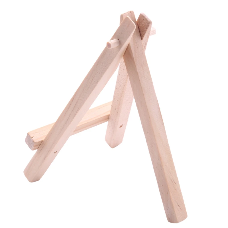 24 Pack 5 Inch Mini Wood Display Easel Natural Wooden Tripod Holder Stand For Displaying Small Canvases And Photos