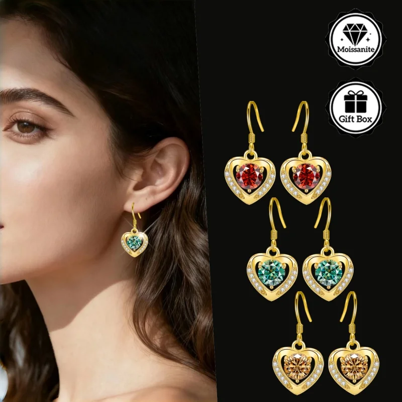 

LAMVOICE / moissanite jewelry for women/earrings with S925 sterling silver christmas gift for high quality jewelry