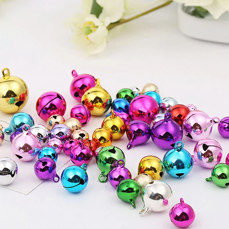 100Pcs 6/8/10mm Mini Aluminum Gold Colorful Jingle Pendant Tiny Brass Bells For Dog Christmas Tree Decoration Crafts Accessories