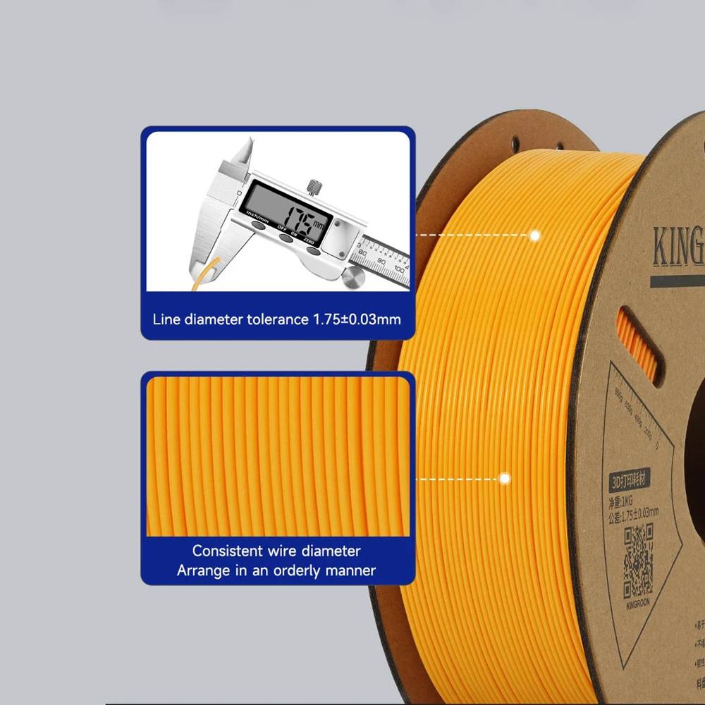 KINGROON Standard 1KG PLA PETG TPU ABS Filament 1.75mm +/- 0.03mm No bubbles 3D Printer Plastic, Random Spool