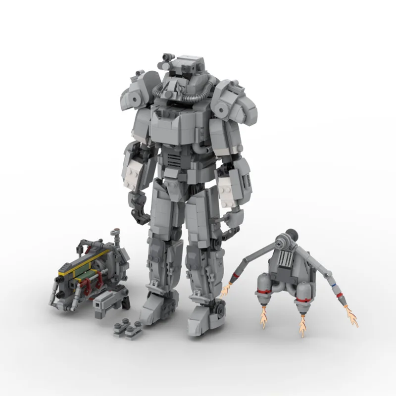 Falowt Post-Apocalyptic Heavy Exoskeleton Armor Suit MOC Block Model with Robot Drone