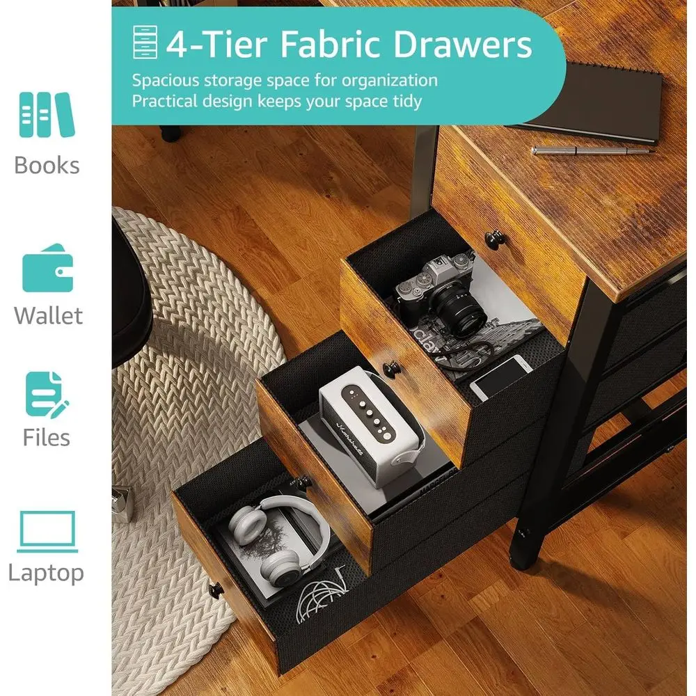 مكتب 47 بوصة مع 4 أدراج وأرفف تخزين، مكتب كمبيوتر لدراسة العمل لغرفة نوم المكتب المنزلي، حديث وبسيط للطلاب