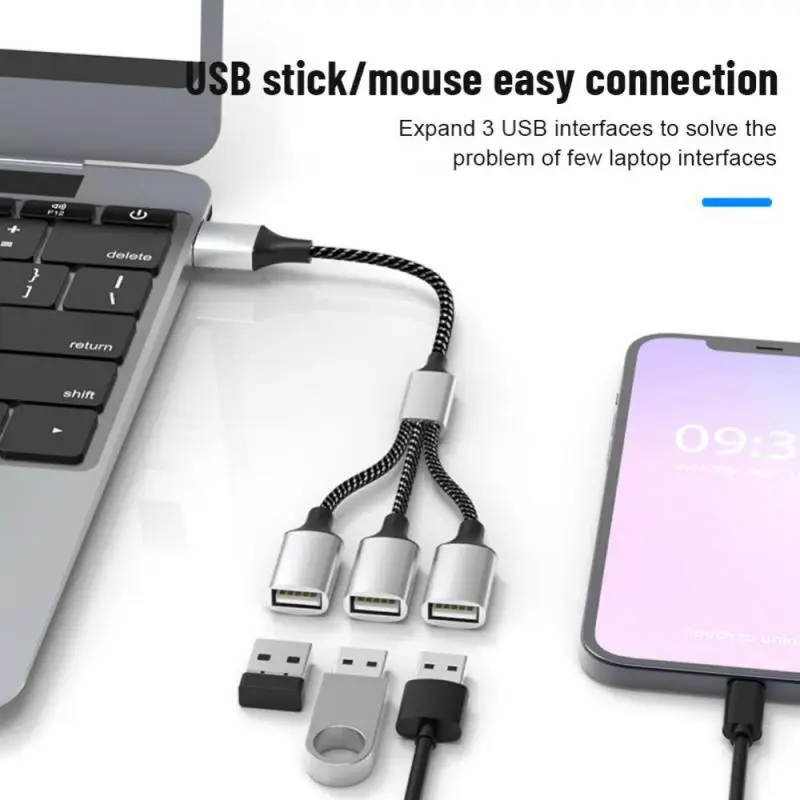 C타입-듀얼 USB OTG 어댑터, USB 2.0, C타입 확장 허브, 데이터 충전 브레이드 카보, 갤럭시 S22 맥북용