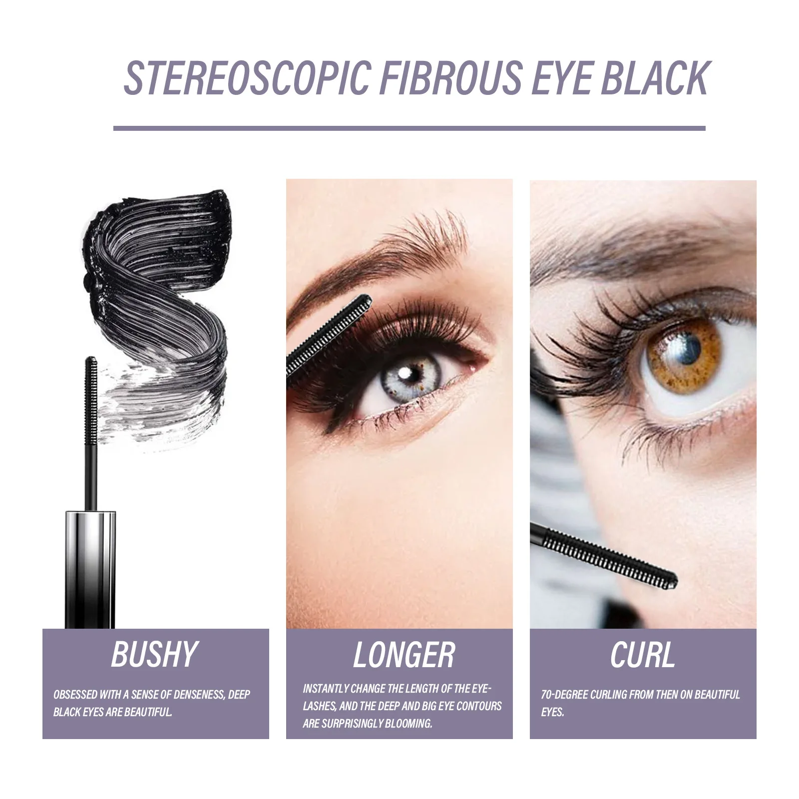 Mascara arricciante Allungamento Styling duraturo Estensione ciglia Volume naturale Ispessimento ciglia Fibra di seta Trucco impermeabile 4g