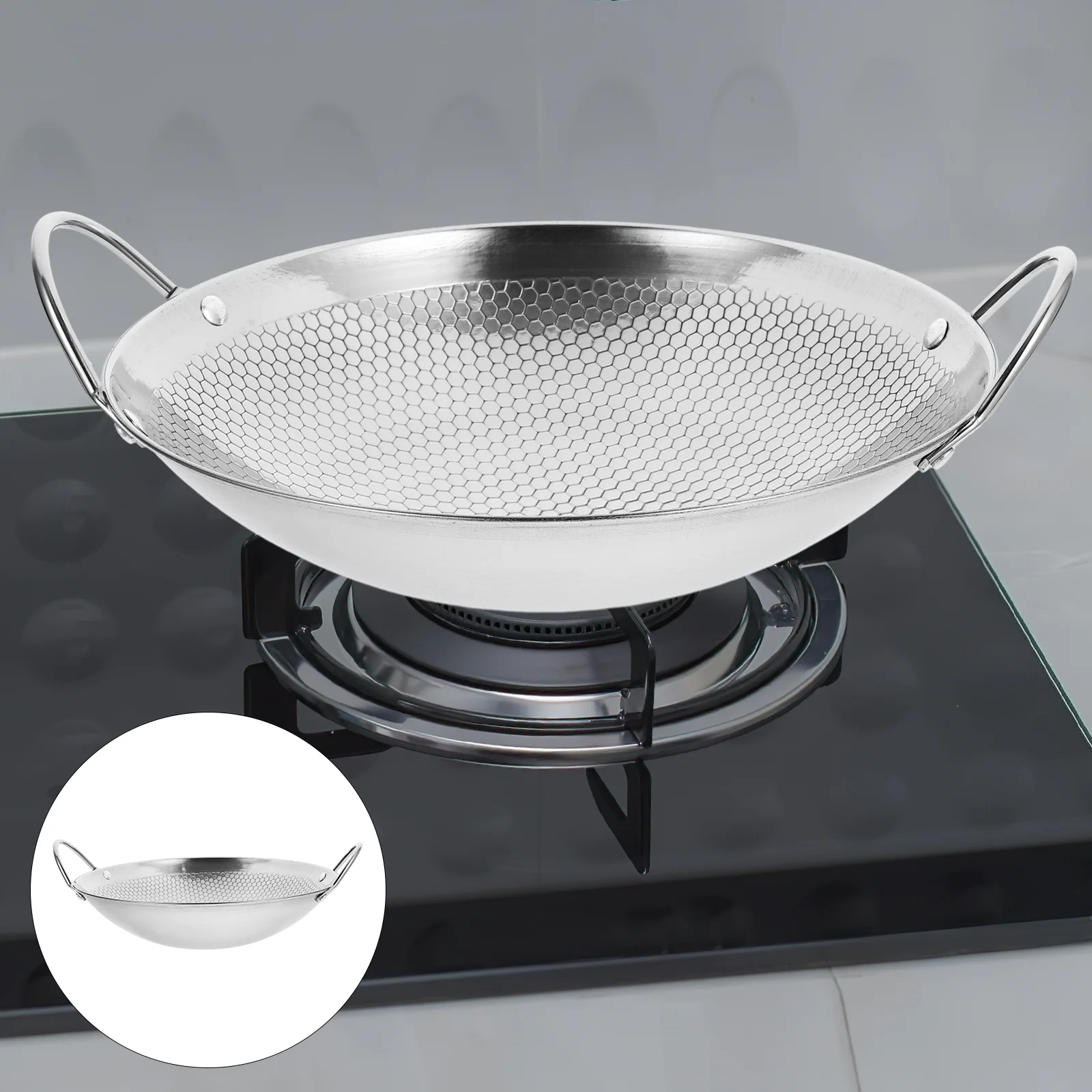 

Stainless Steel Griddle Spicy Hot Pot Metal Pan Handle Stove Soup Small Cooking Pots Wooden Pans for