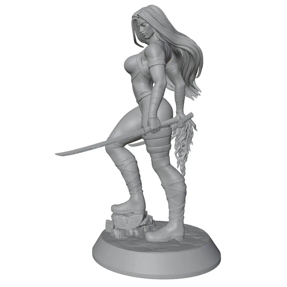 Miniatura resina guerrera con espada sin pintar para rol y colección