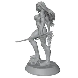 Miniatura resina guerrera con espada sin pintar para rol y colección