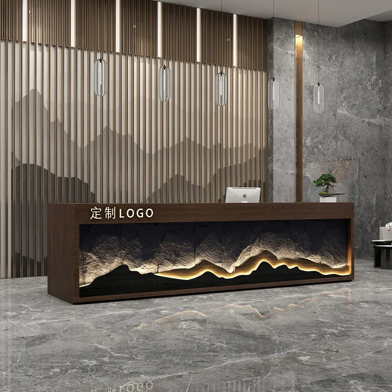 

Design Led Black Reception Desks Storage Large Restaurant Luxury Reception Desks Beauty Salon Comptoir Magasin Furniture Office