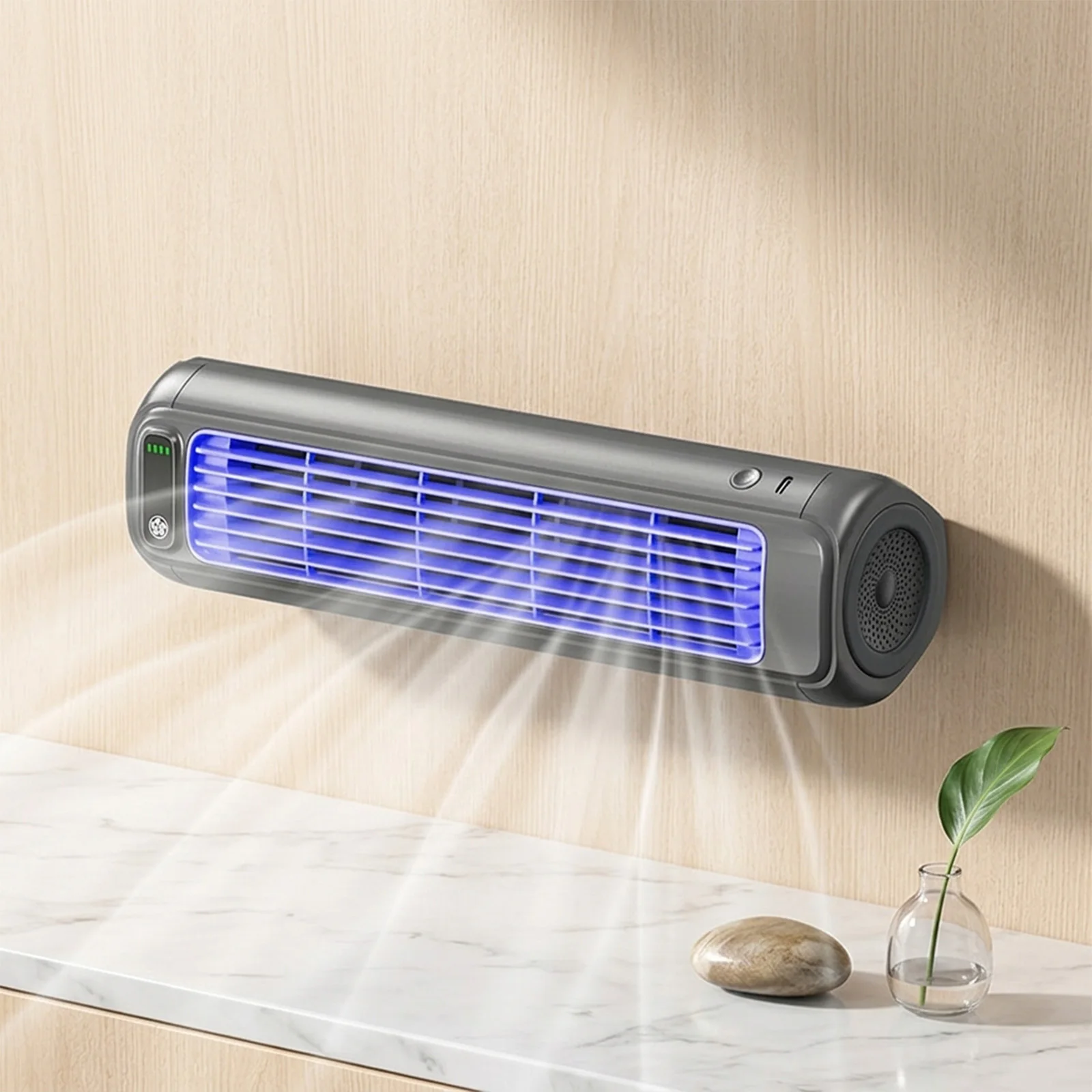 Wall-Mounted Bladeless Cooling Fan with 3 Modes Quiet Circulating Fans Desktop Tower Bladeless Fan for Home/Office/Camping