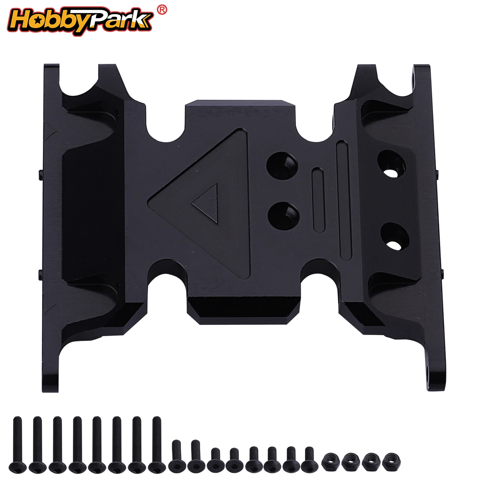 HobbyPark Center Transmission Skid Plate Mount 4 Hole Version for Axial SCX10 II 90046 90047 RC Crawler 1/10 Black