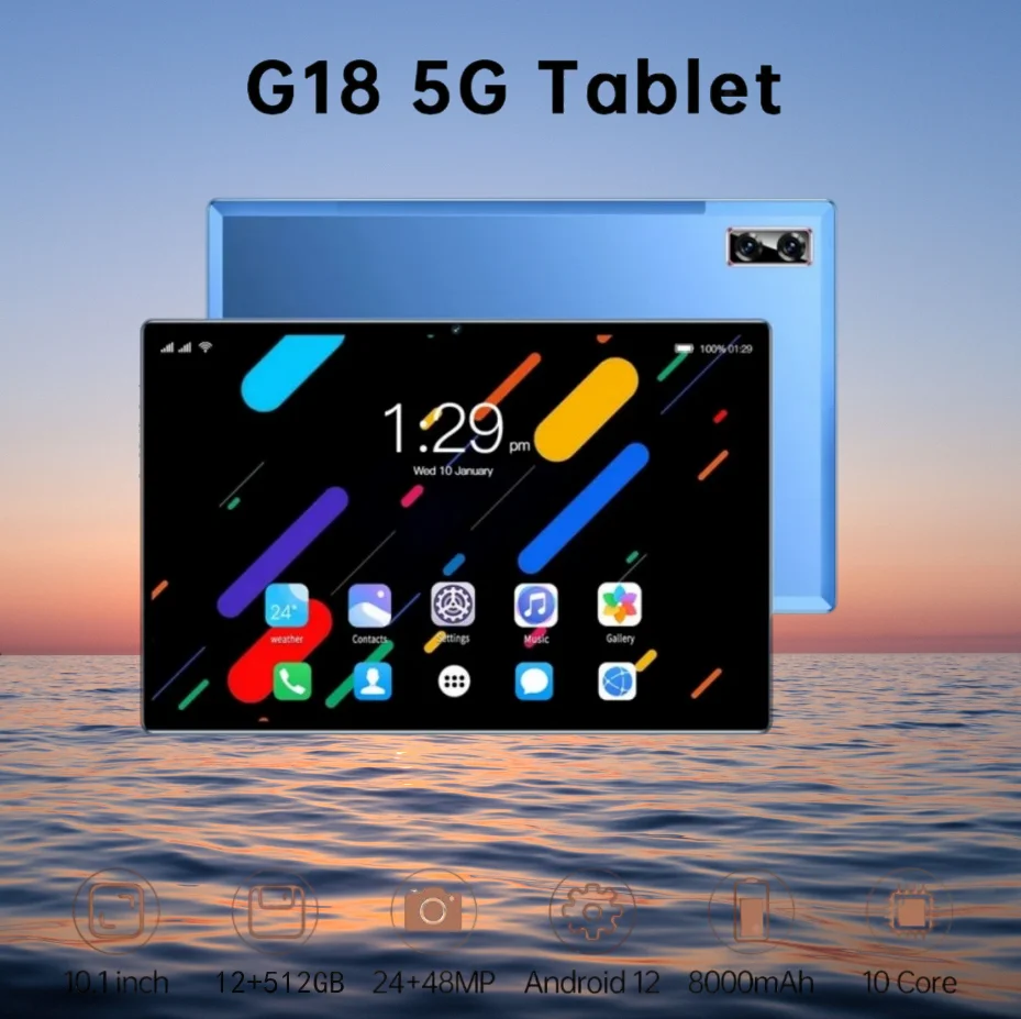 

Global Model G18 Tablet 4K HD Screen 16GB RAM 512GB ROM 10.1-inch Android 12 Bluetooth 5.0 5G Snapdragon 888 Popular Full-Screen