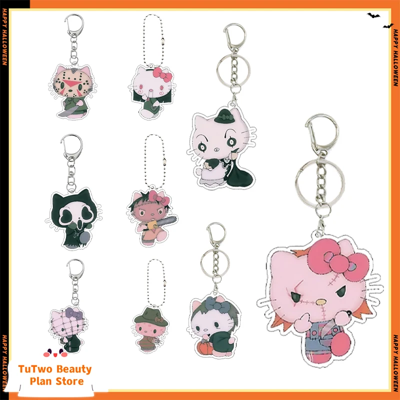 

Y2k аниме Hello Kitty мультфильм Хэллоуин фигурка акриловый брелок Декор Kawaii Kt Cat милая сумка подвеска-подвеска аксессуары подарочные игрушки