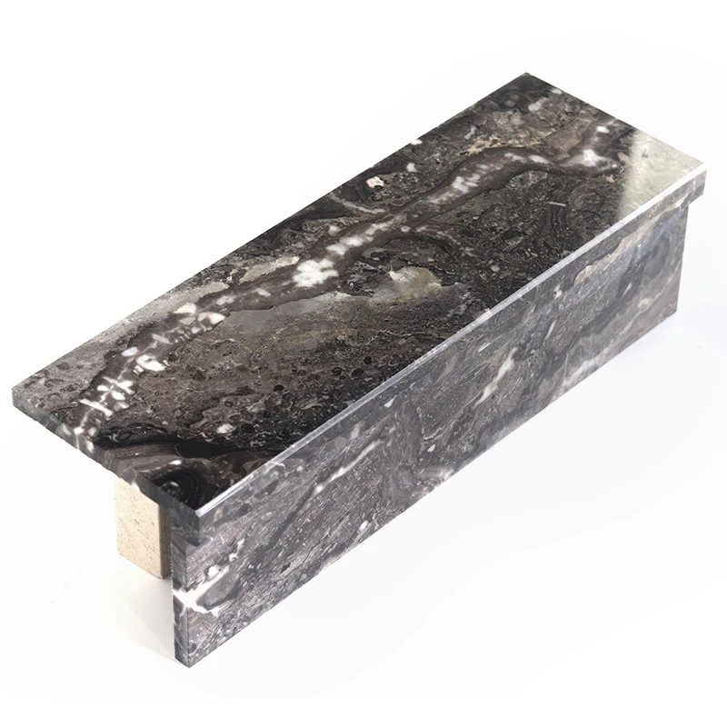 التخصيص جميل مصقول أسود بني الحجر الطبيعي خطوة درج حالة فقي الدرج الرخام