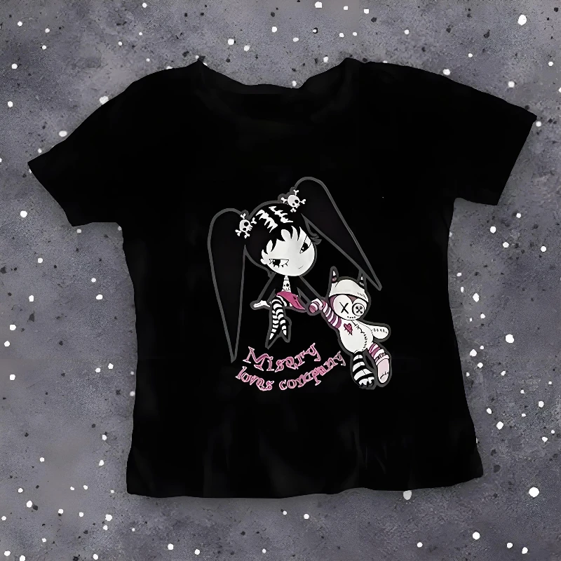 

Летняя футболка Emo Girl 2000-х годов в стиле гранж Aesthetic Harajuku Goth с короткими винтажными рукавами Y2k Crop Top Graphic Star Girl Print Baby Tee