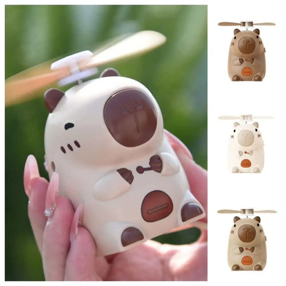 Capibara in plastica Figura anime Ventilatore portatile leggero ricaricabile USB per cartoni animati Ventilatore elettrico portatile per studenti a basso rumore