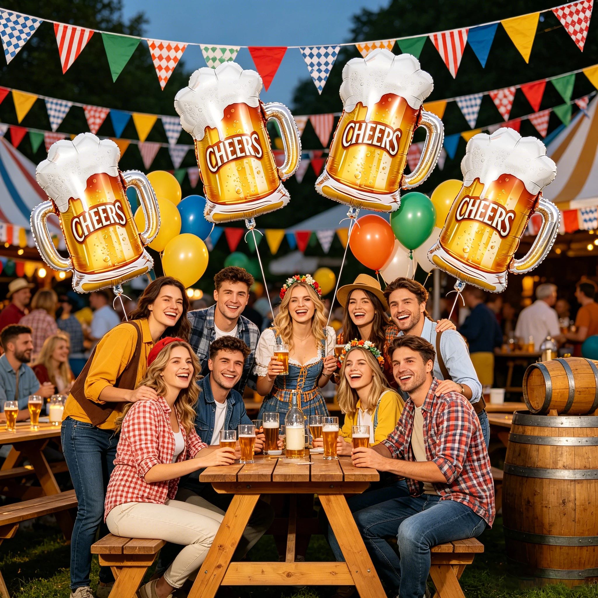 Cheers Beer Mug Foil Balloons, 28x18.9 Inch, Golden Beer Stein Shape, Party Decor for Oktoberfest, Bachelor, 4 Pack - view 3