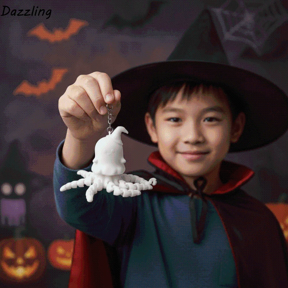 Glow In The Dark Pumpkin Key Chain Flexible Tentacles Rotating Design Fidget Fine Texture Vibrant Colors Luminous Pendant