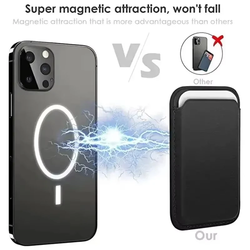 Leather Magsafe Wallet Magnetic Card Holder Case for iPhone 16 15 14 13 12 Pro Max Plus Mini Cases Cover Accessories