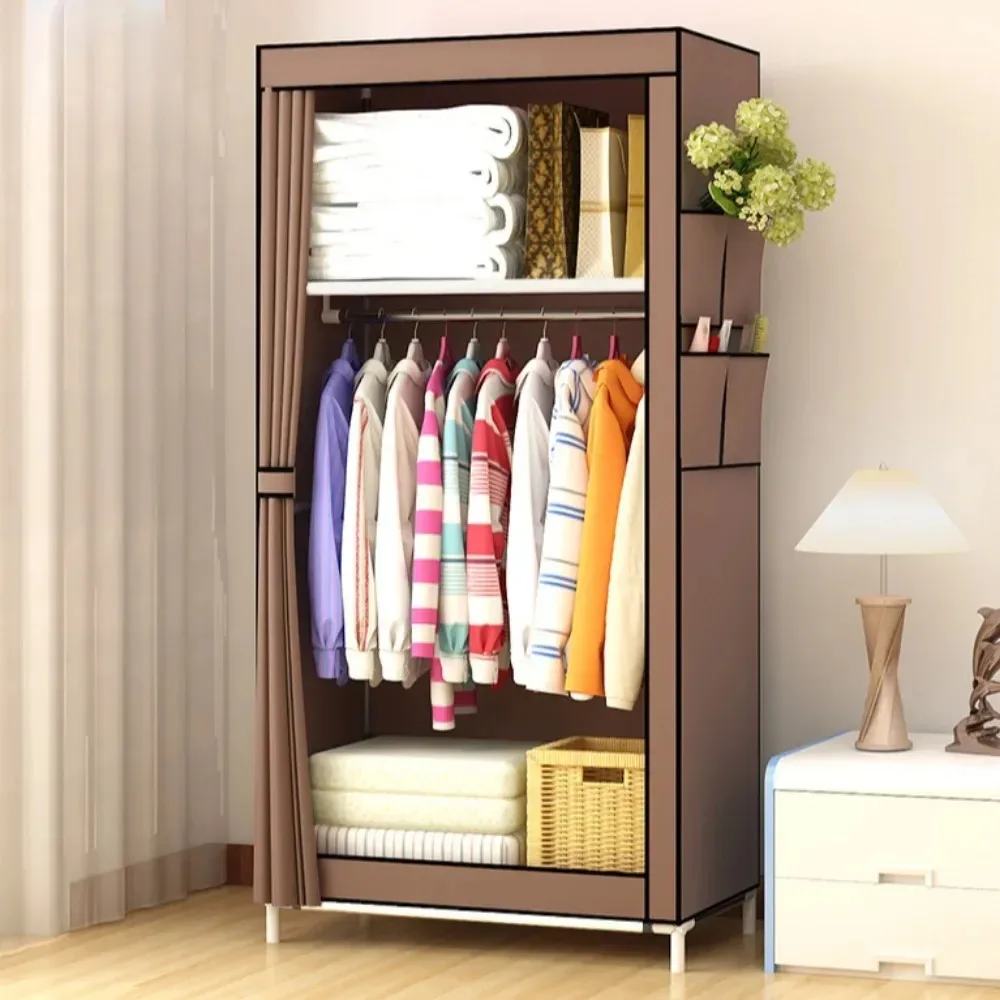 Simple Wardrobe Foldable Dustproof Garderobe Portable Storage Cabinet Bedroom Minimalist Floor Standing Fabric Cloth Organizer