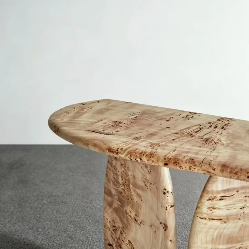 Medieval style solid wood entrance table, creative tree tumor entrance table, minimalist light luxury high-end view table, oval