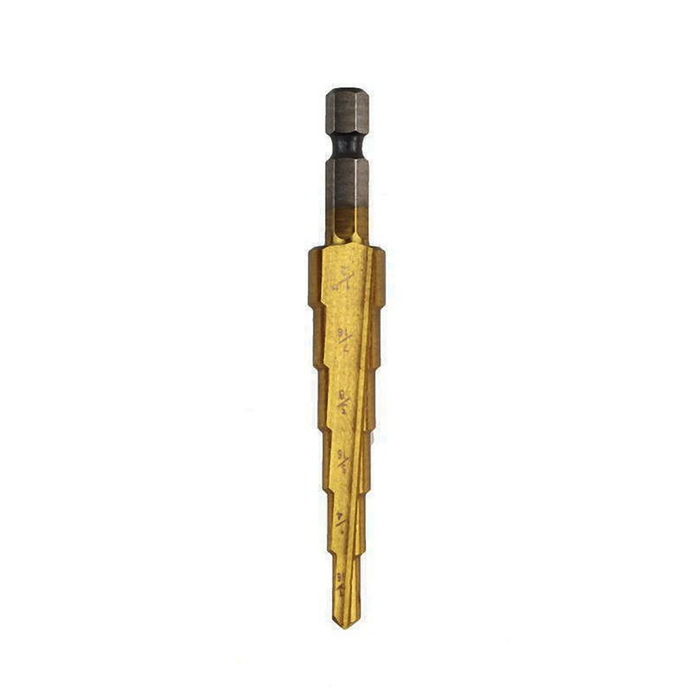 3Pcs HSS Titane Enduit Étape Forets 1/4 "Tige Hexagonale Étape Cône Forage Krachtige Trou Coupeur 3/16"-1/2 "1/8"-1/2 "1/4"-3/4"