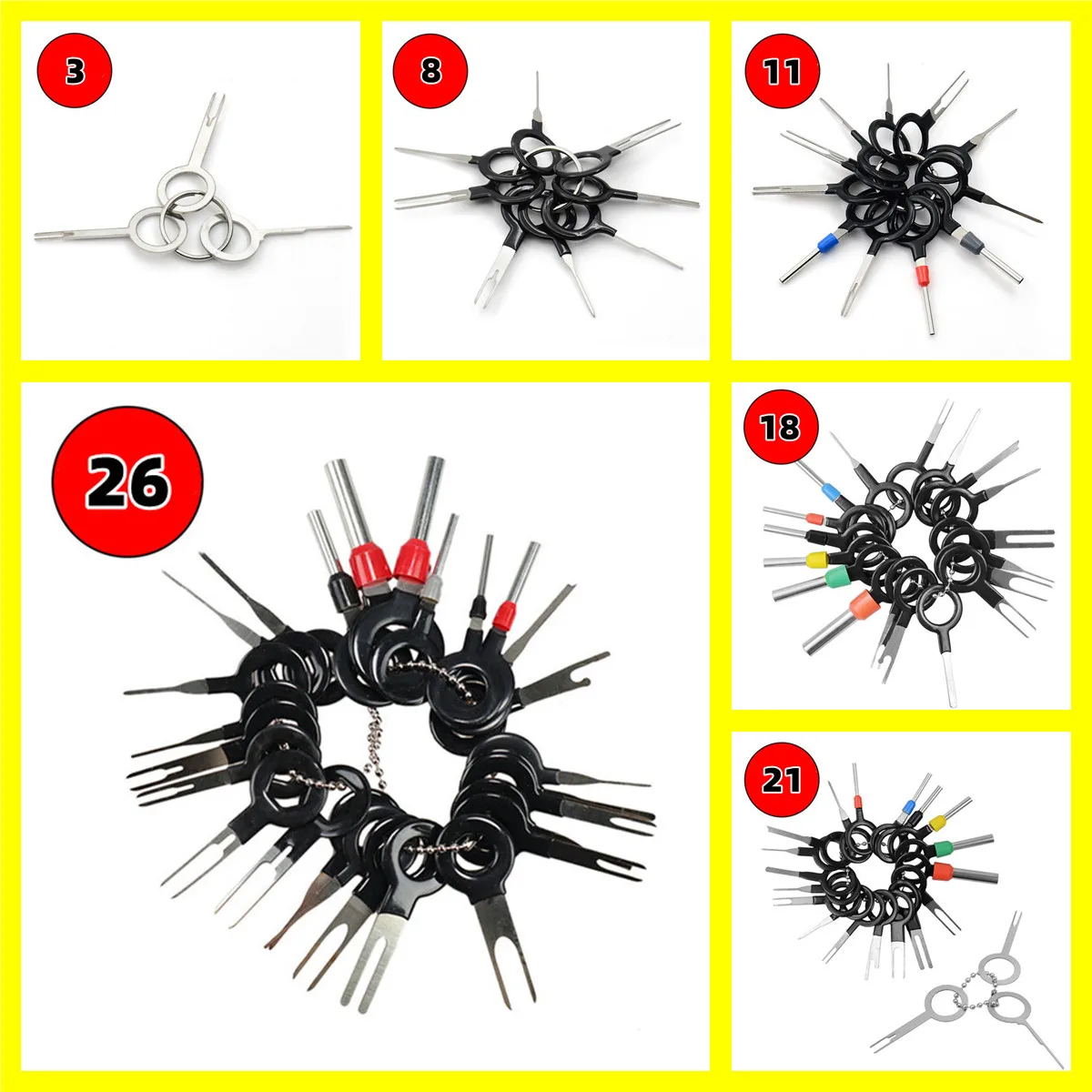 3/8/11/18/21/26 Pcs Car Terminal Removal Tool Wire Plug Connector Extractor Puller Release Pin Extractor Kit For Car Plug