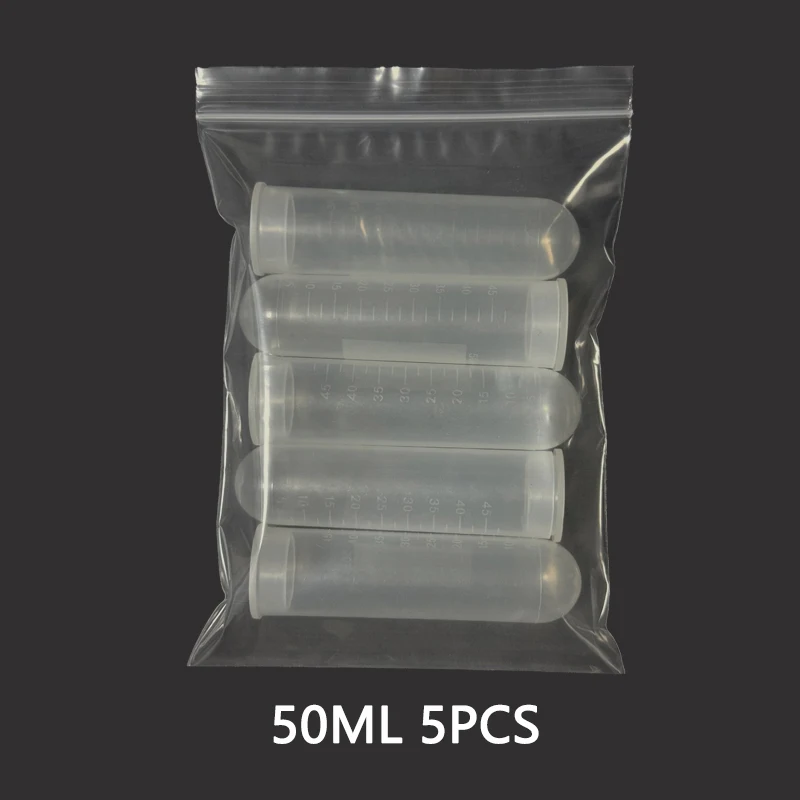 

50ML 5PCS Centrifuge Tube Test Tube Vial Clear Plastic Vials Container For Laboratory Sample Specimen Storage Laboratory Supplie